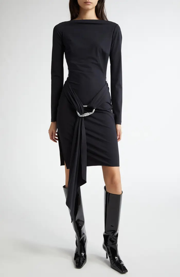 CONNER IVES Carabiner Sash Long Sleeve Stretch Jersey Dress | Nordstrom | Nordstrom