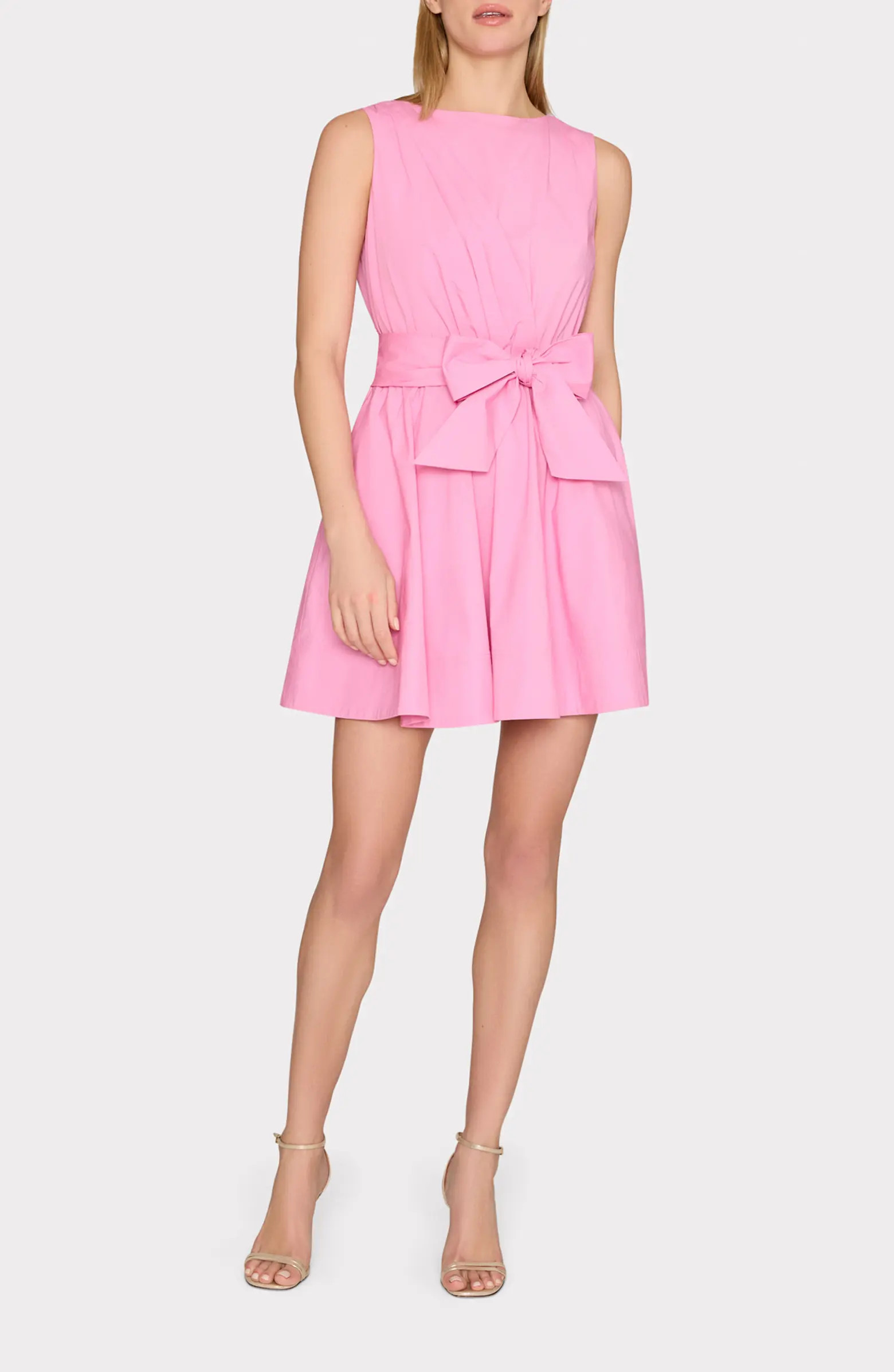 Milly Draped Sleeveless Stretch Cotton Poplin Minidress | Nordstrom | Nordstrom