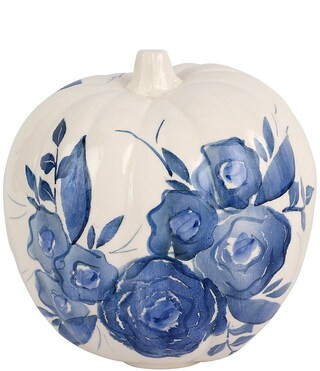 Viva by VIETRI Blue Camellia Tall Figural Pumpkin | Dillard's