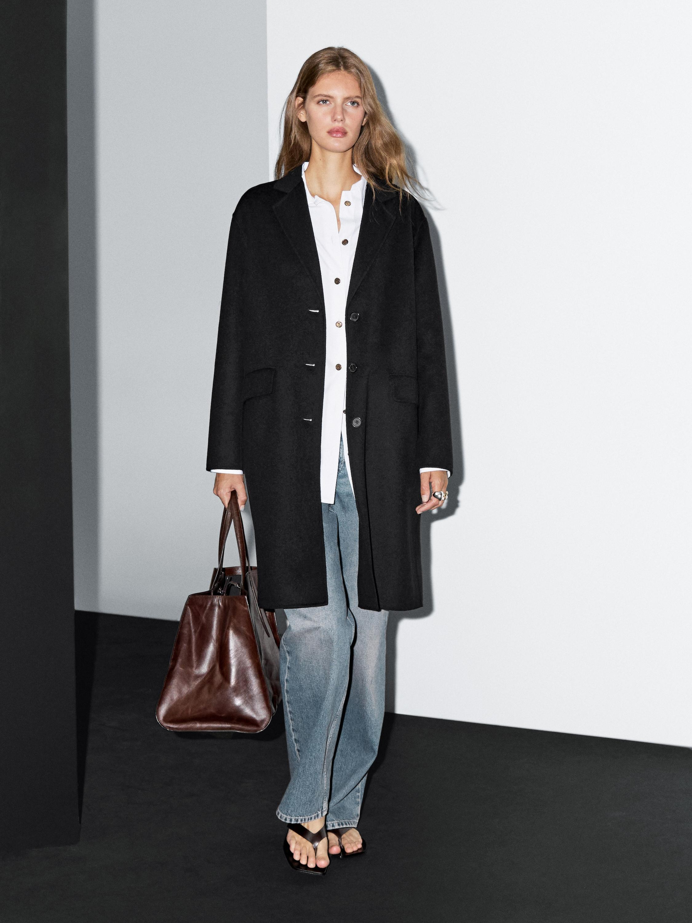Long wool blend coat | Massimo Dutti UK