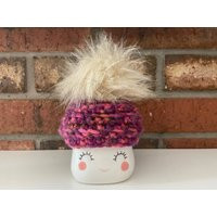 Hand-Knitted Acrylic Yarn Mug Hat Marshmallow Topper | Etsy (US)