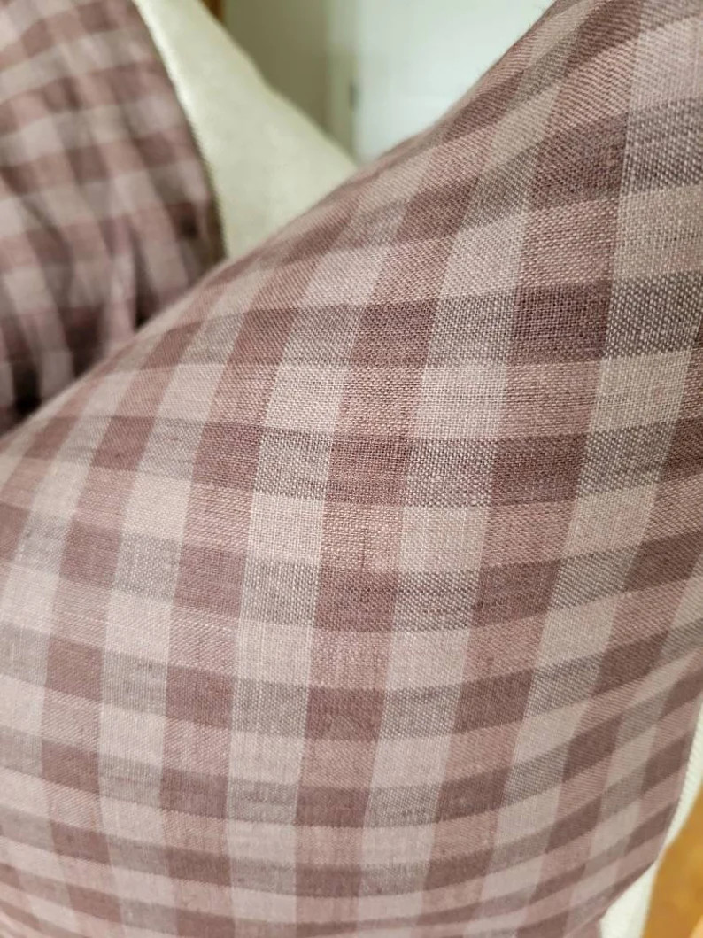 JAMES || brown linen checked pillow cover | Etsy (US)