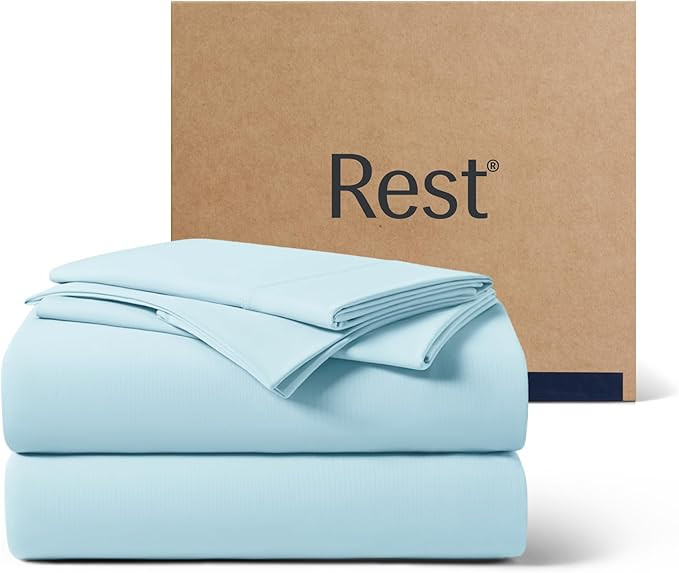 REST® Evercool®+ Cooling Sheet Set, Cali King Size, Light Blue, Breathable Bed Sheets for Hot S... | Amazon (US)