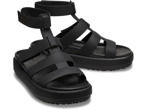 Crocs Women's Brooklyn Luxe Gladiator Platform Sandals, Black | Amazon (US)
