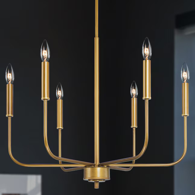 Uolfin 6-Light Farmhouse Classic Distressed Gold with Candlestick Modern/Contemporary LED Dry rat... | Lowe's