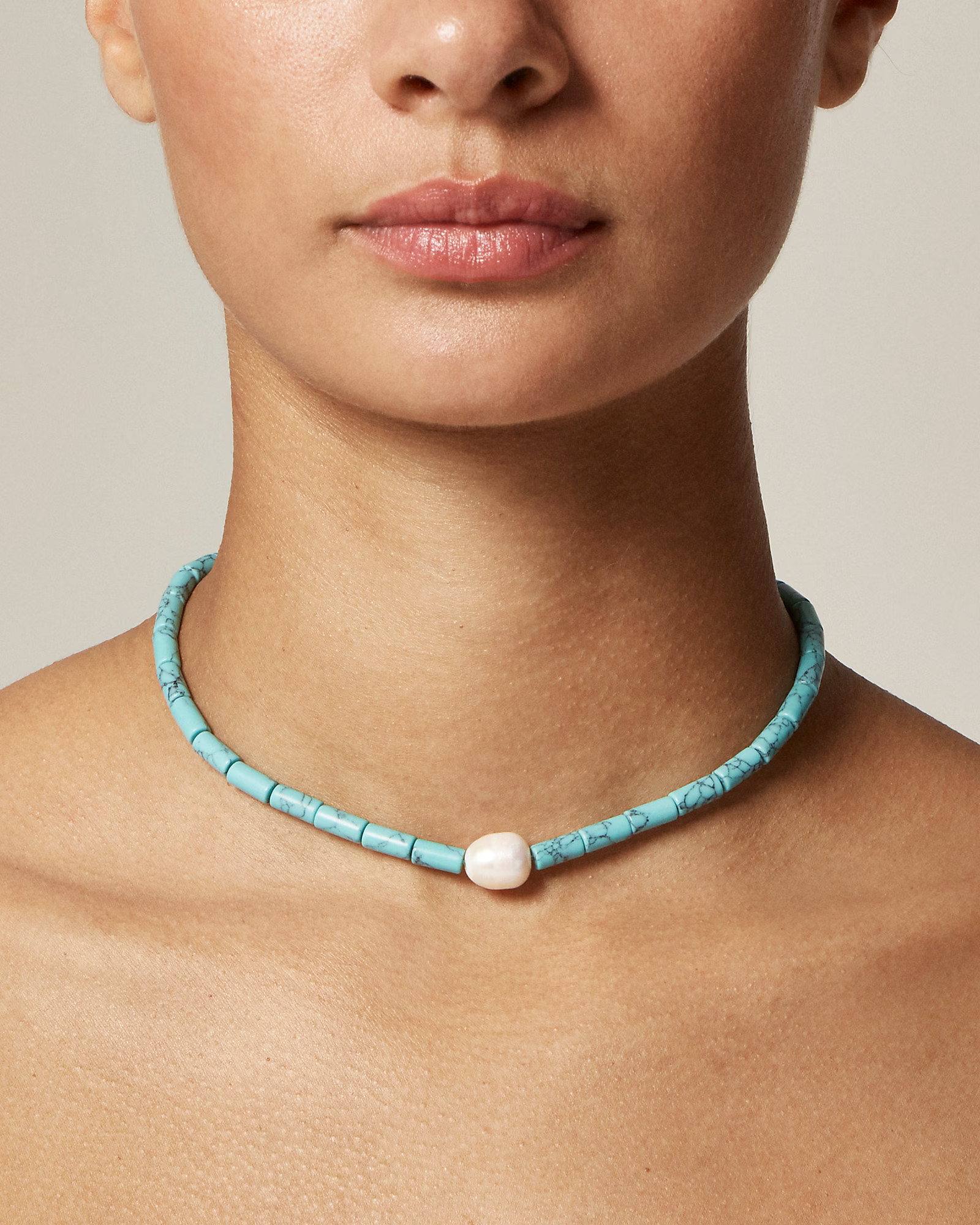 Turquoise bead freshwater pearl necklace | J. Crew US