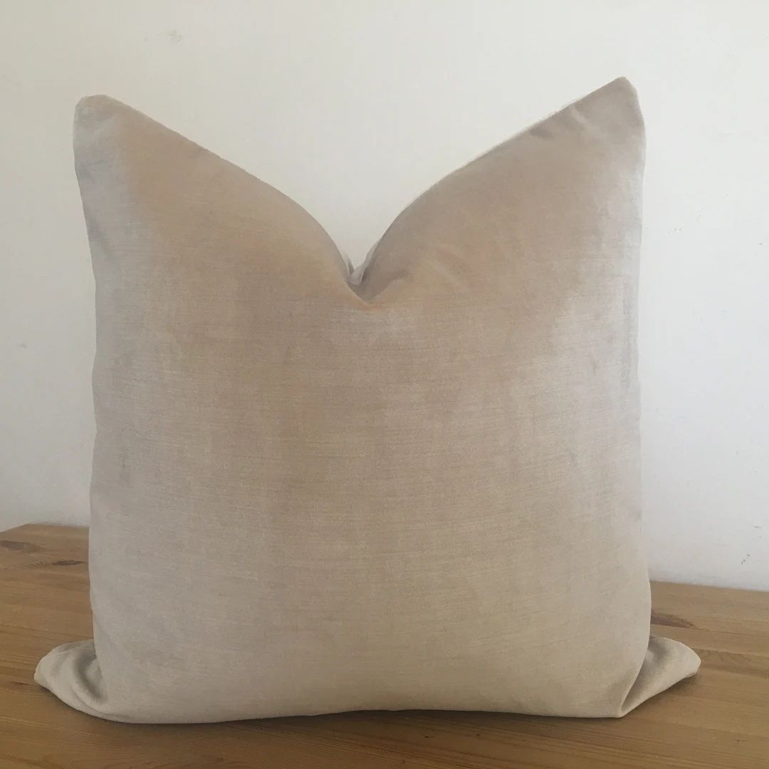 stone velvet pillow cover, sand pillow, neutral pillow, farmhouse velvet pillow, tan velvet pillo... | Etsy (US)