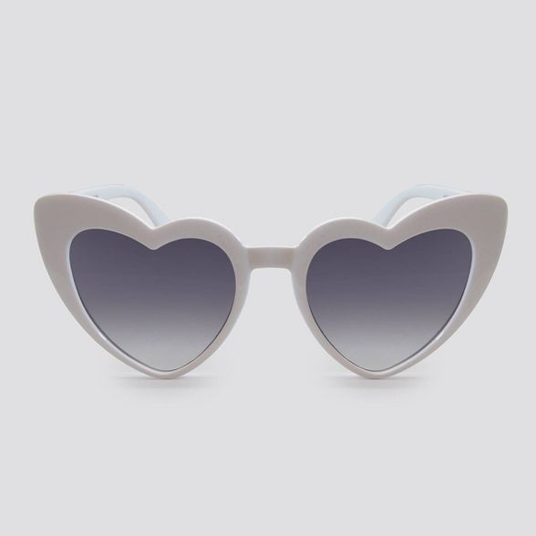 Women's Heart Shaped Plastic Silhouette Sunglasses - Wild Fable™ White | Target