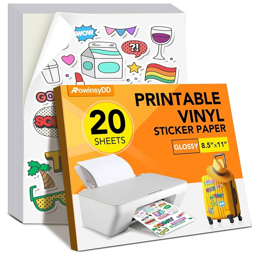 20 PCS Sticker Paper for Inkjet Printer, Printable Vinyl Sticker Paper Dries Quickly Vivid Colors... | Amazon (US)