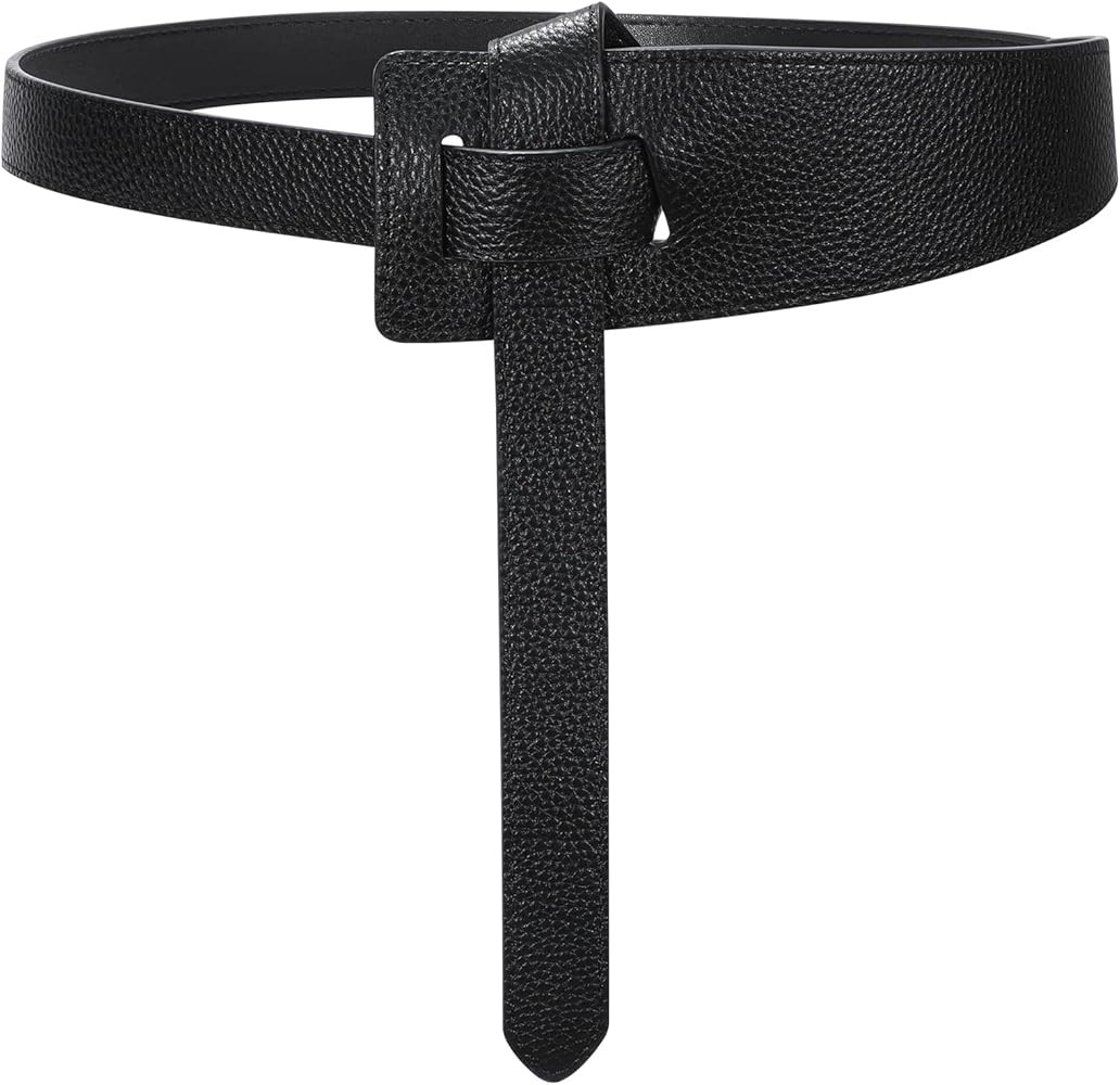 SUOSDEY Womens Genuine Leather Belt for Dress, Tie a Knot Leather Waist Belt for Jumpsuit Coat | Amazon (US)