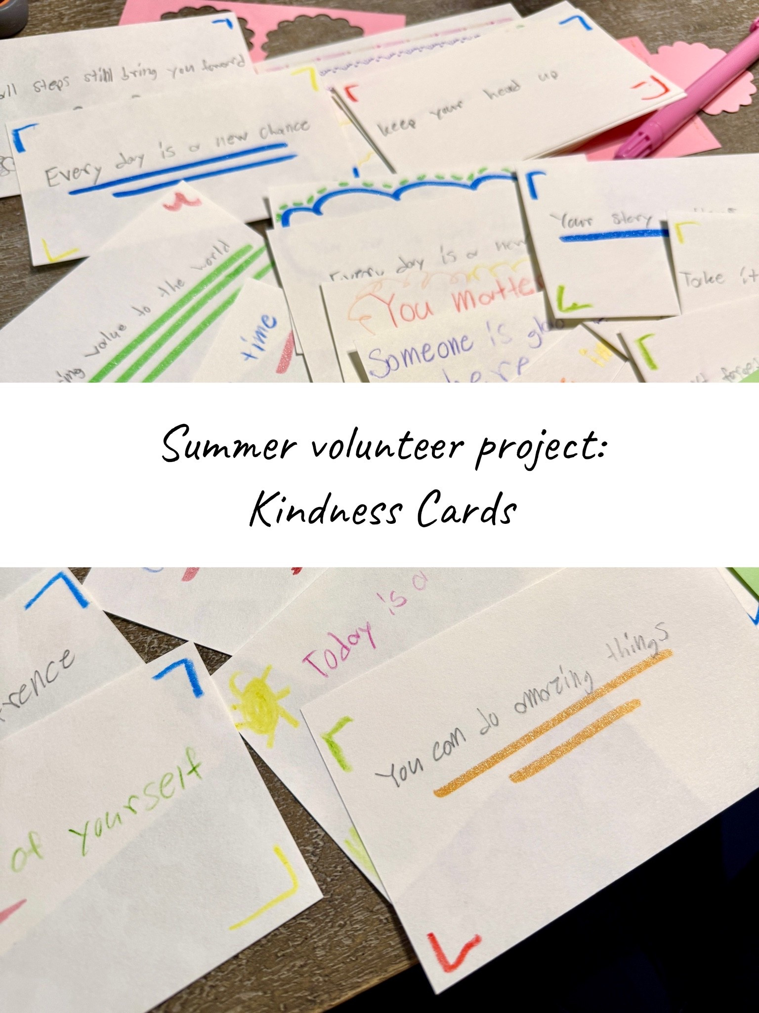 My kids are loving this project! These kindness card are written on index cards and included in comfort kits to people in need.
🩷 this is a great way to give back to our community, while still being manageable for very busy days.
🩵 we also used this time to discuss and normalize the fact that struggles can happen with all people from all walks of life, and how kindness and positivity can make a difference.

#LTKKids #LTKmomlife #LTKSaleAlert