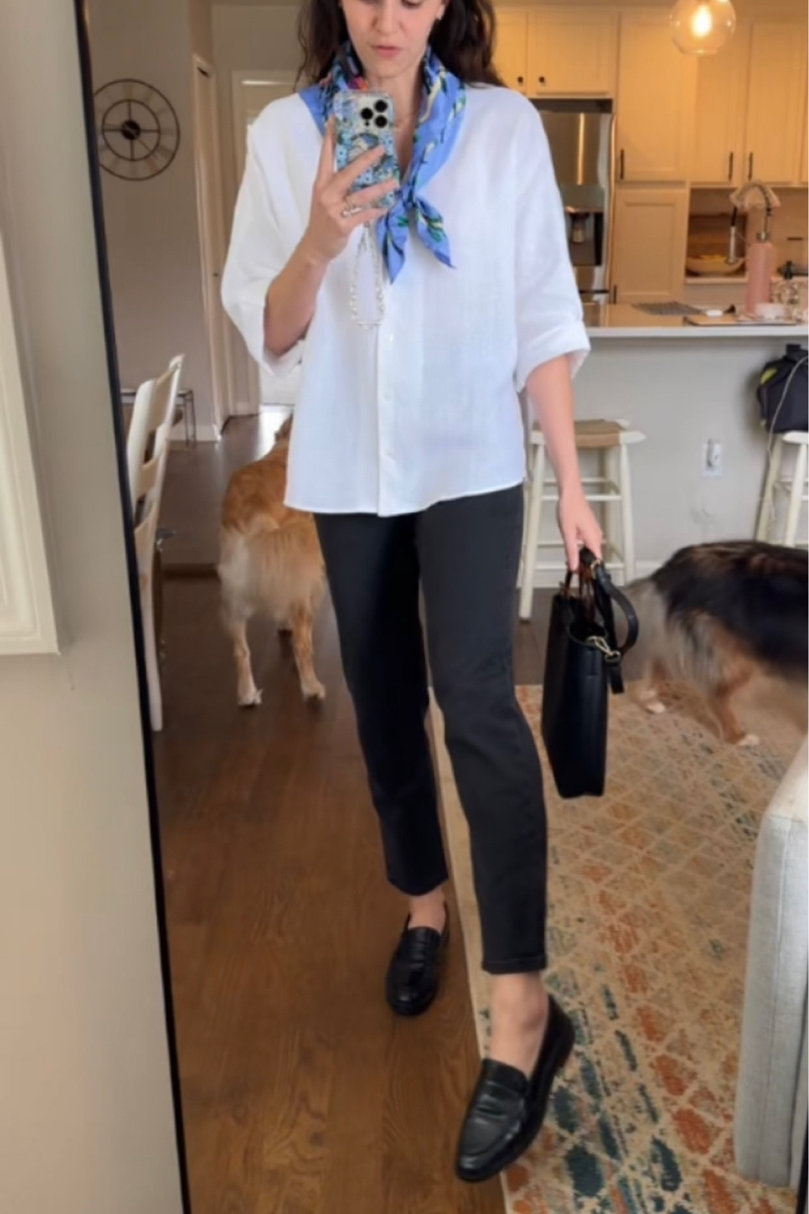 Minimal early spring style. Two neutrals &a small pop of color in an accessory, is one of my favorite outfit formulas! Top on sale also linked similar styles! 

#LTKunder50 #LTKSale #LTKstyletip