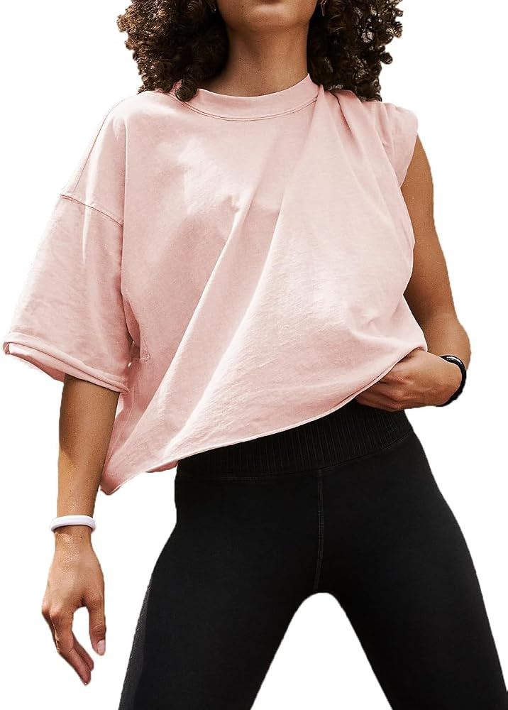 Women's Summer Short Sleeve Crop Tops Cotton Athletic Yoga Running T-Shirts | Amazon (US)