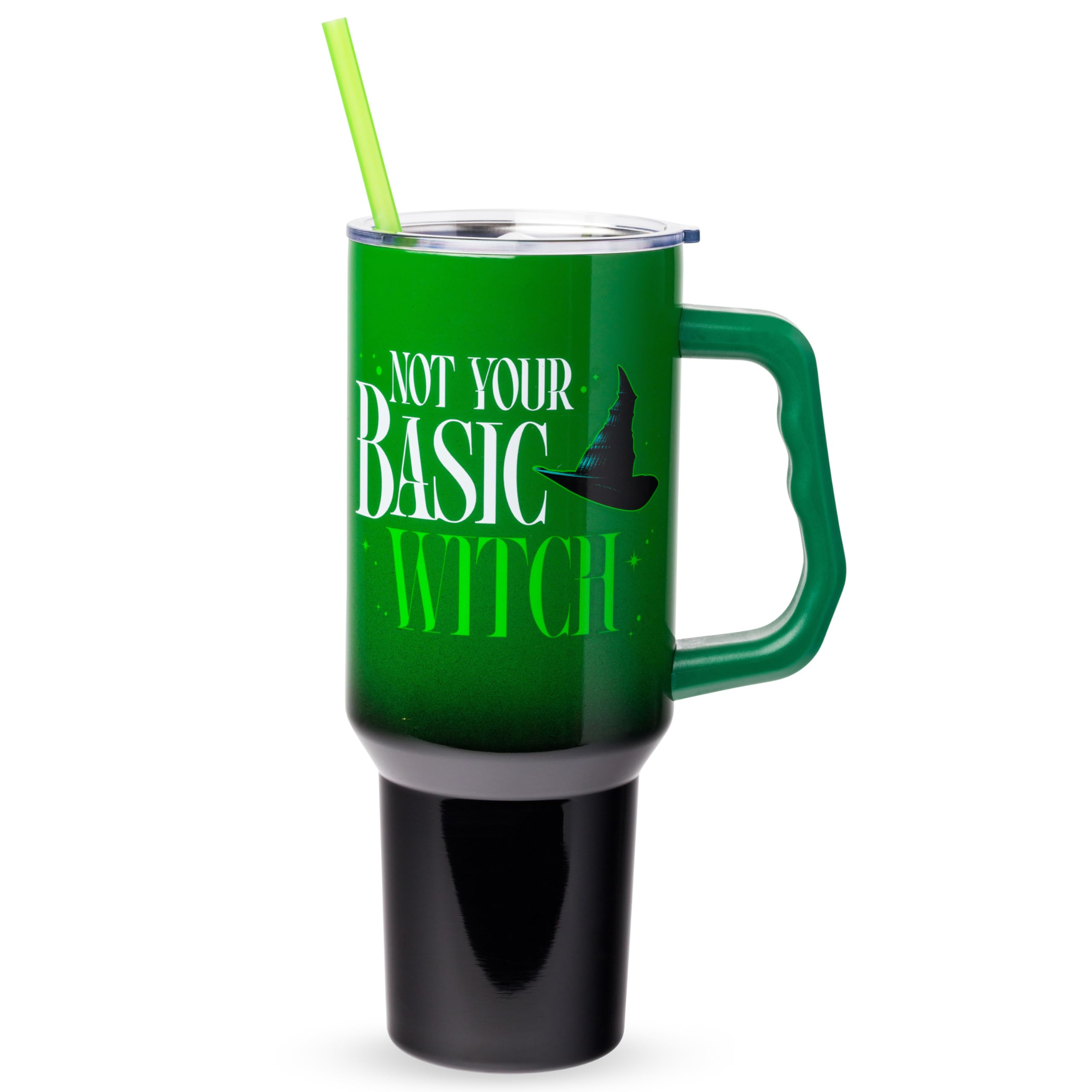 Silver Buffalo Wicked Elphaba Not Your Basic Witch Ombre Stainless Steel Tumbler with Handle and ... | Amazon (US)