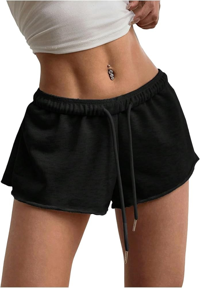 Milumia Women Drawstring Low Waist Mini Sweat Shorts Casual Summer Workout Track Lounge Shorts | Amazon (US)