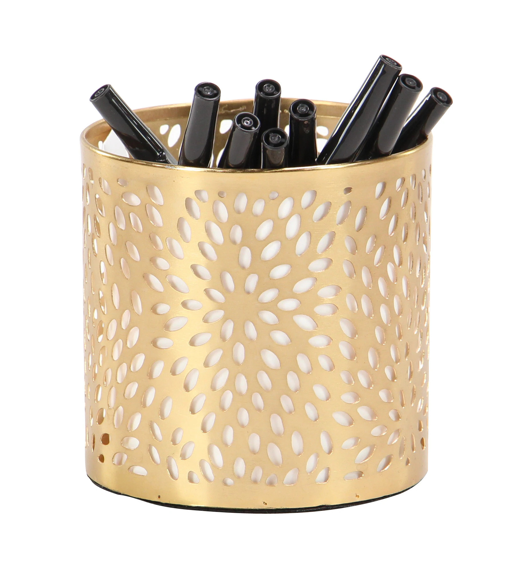 Grayson Lane Metal 1 Compartment Pen Holder, Pack of 1, Gold | 57413 | Lowe's