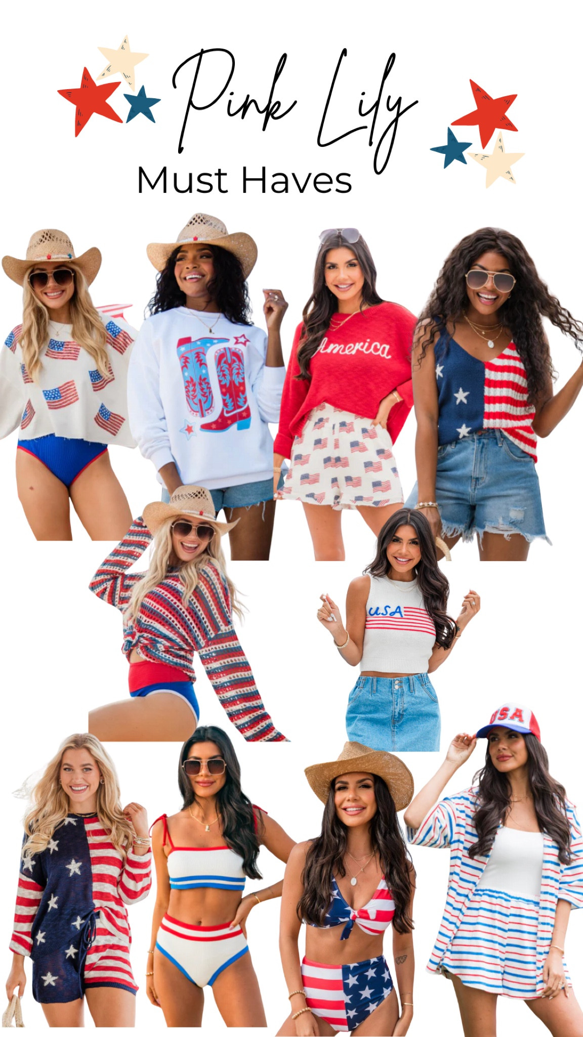 Pink Lily fourth of July memorial day patriotic American wear
❤️🤍💙
Code NIKI20 to save you 


#LTKBeauty #LTKParties #LTKStyleTip