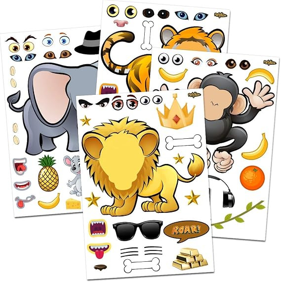 24 Animal Sticker Sheets - Great Zoo | Safari Theme Birthday Party Favors - Fun Craft Project for... | Amazon (US)