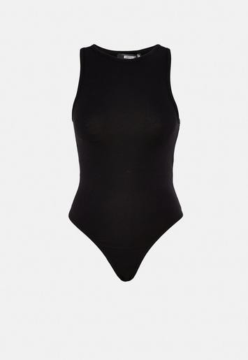 Missguided - Black Racer Neck Sleeveless Bodysuit | Missguided (UK & IE)