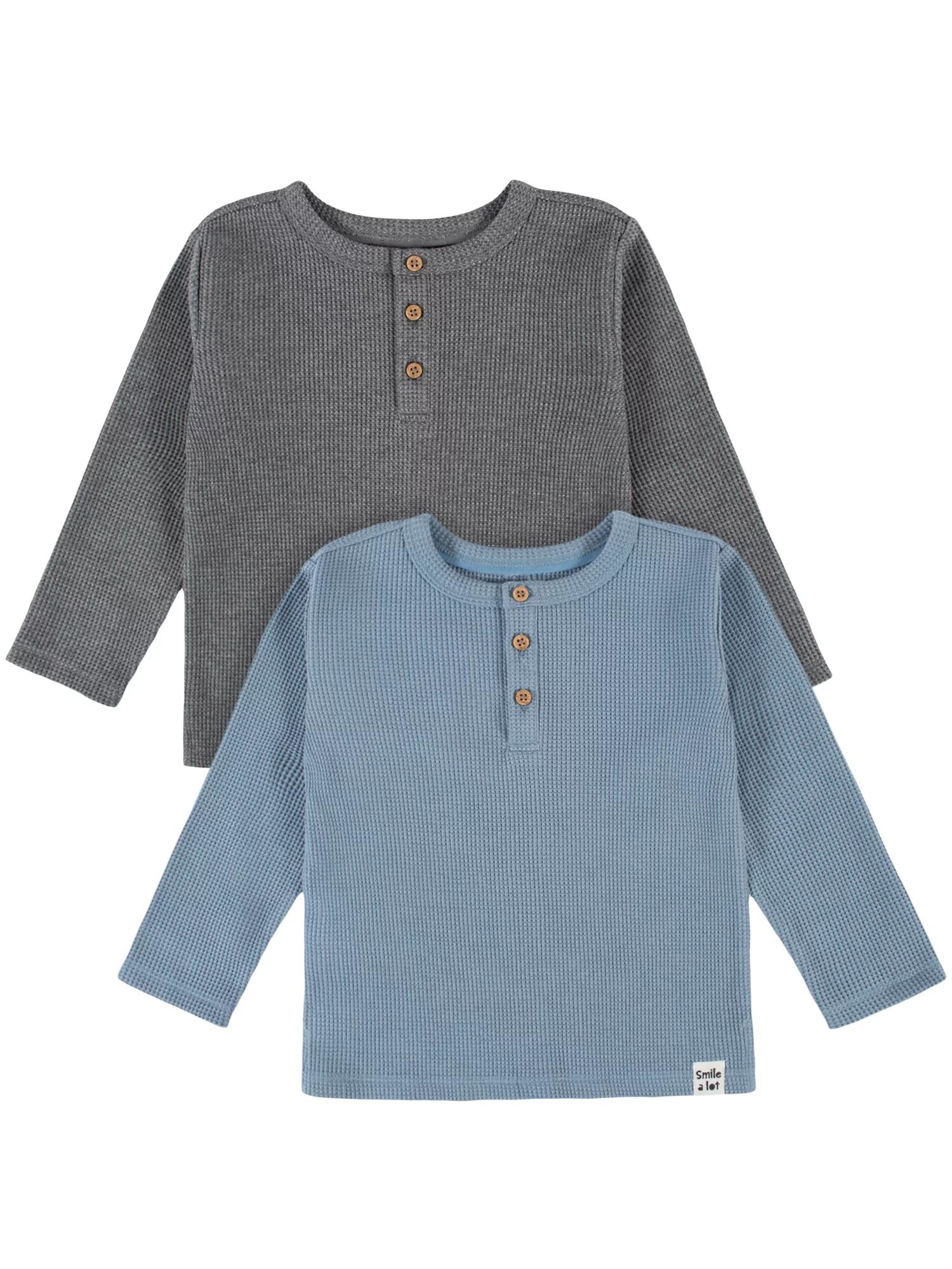 Modern Moments by Gerber Baby and Toddler Boy Long-Sleeve Waffle Henley T-Shirts, 2-Pack, Sizes 1... | Walmart (US)