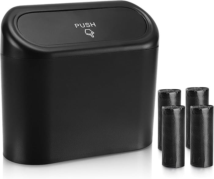 Accmor Car Trash Can with Lid, Leakproof Vehicle Garbage Organizer Holder Bin with 60 Pcs Trash B... | Amazon (US)