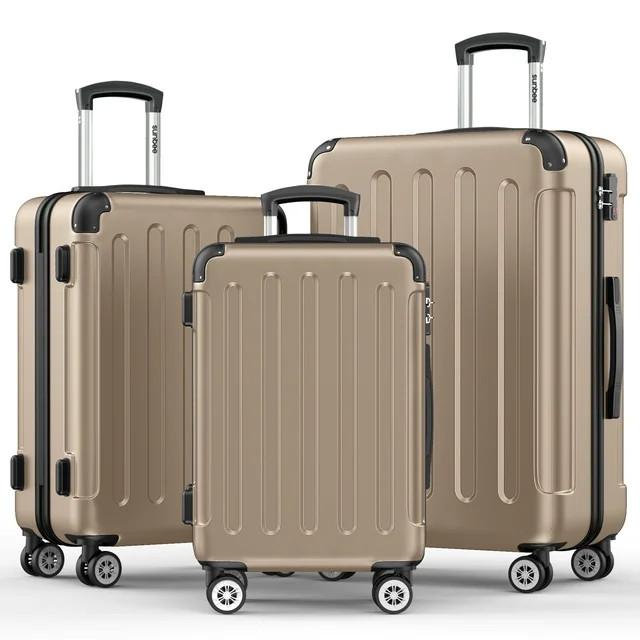 Sunbee 3 Piece Luggage Sets Hardshell Lightweight Suitcase with TSA Lock Spinner Wheels, Champagn... | Walmart (US)