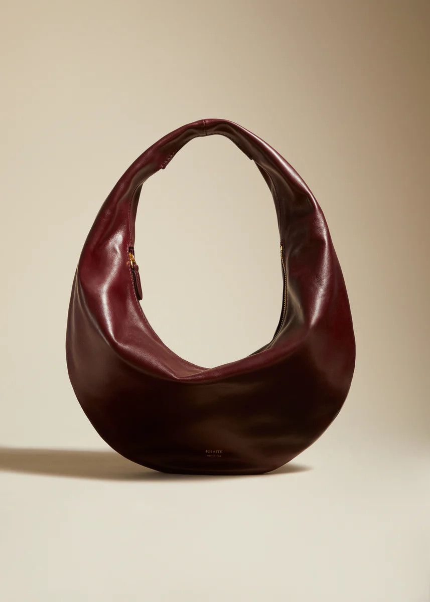 The Medium Olivia Hobo in Wine Leather | Khaite