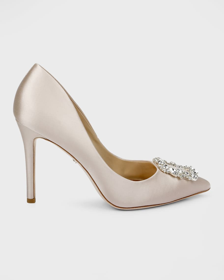 Badgley Mischka Cher Glitter Buckle Cocktail Pumps | Neiman Marcus