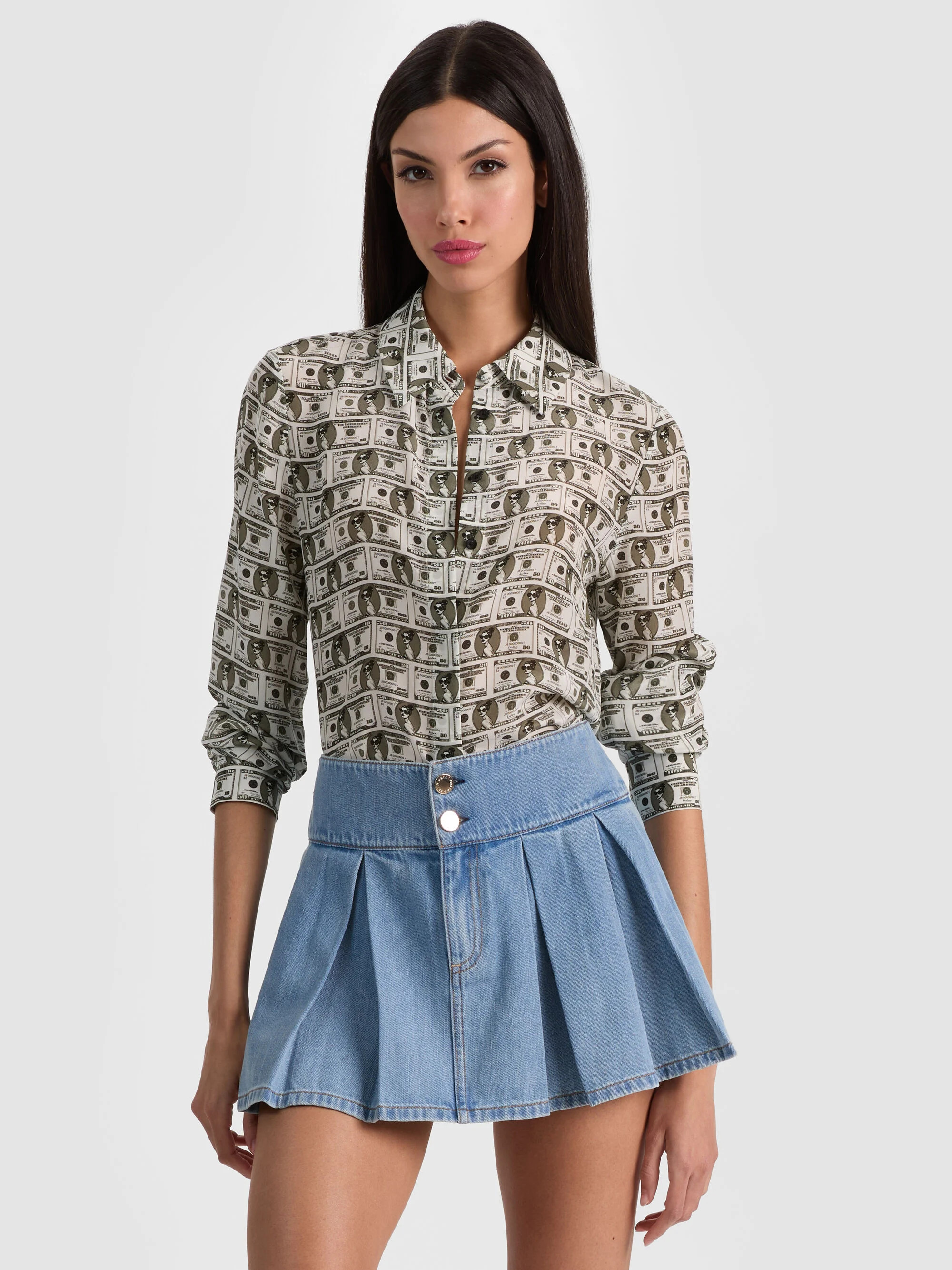 WILLA STACEFACE SILK BLOUSE | Alice + Olivia
