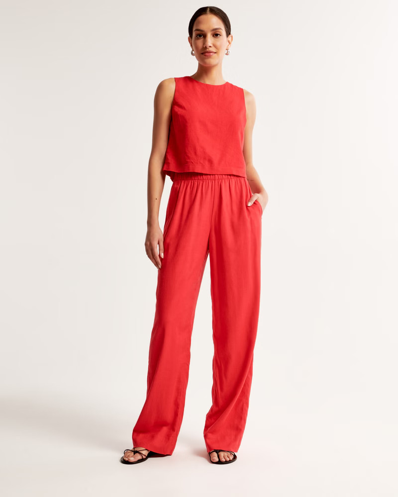 Linen-Blend Pull-On Pant | Abercrombie & Fitch (US)