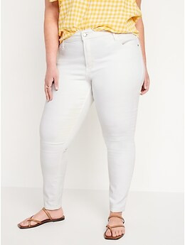 Mid-Rise Rockstar Super Skinny White Jeans for Women | Old Navy (US)