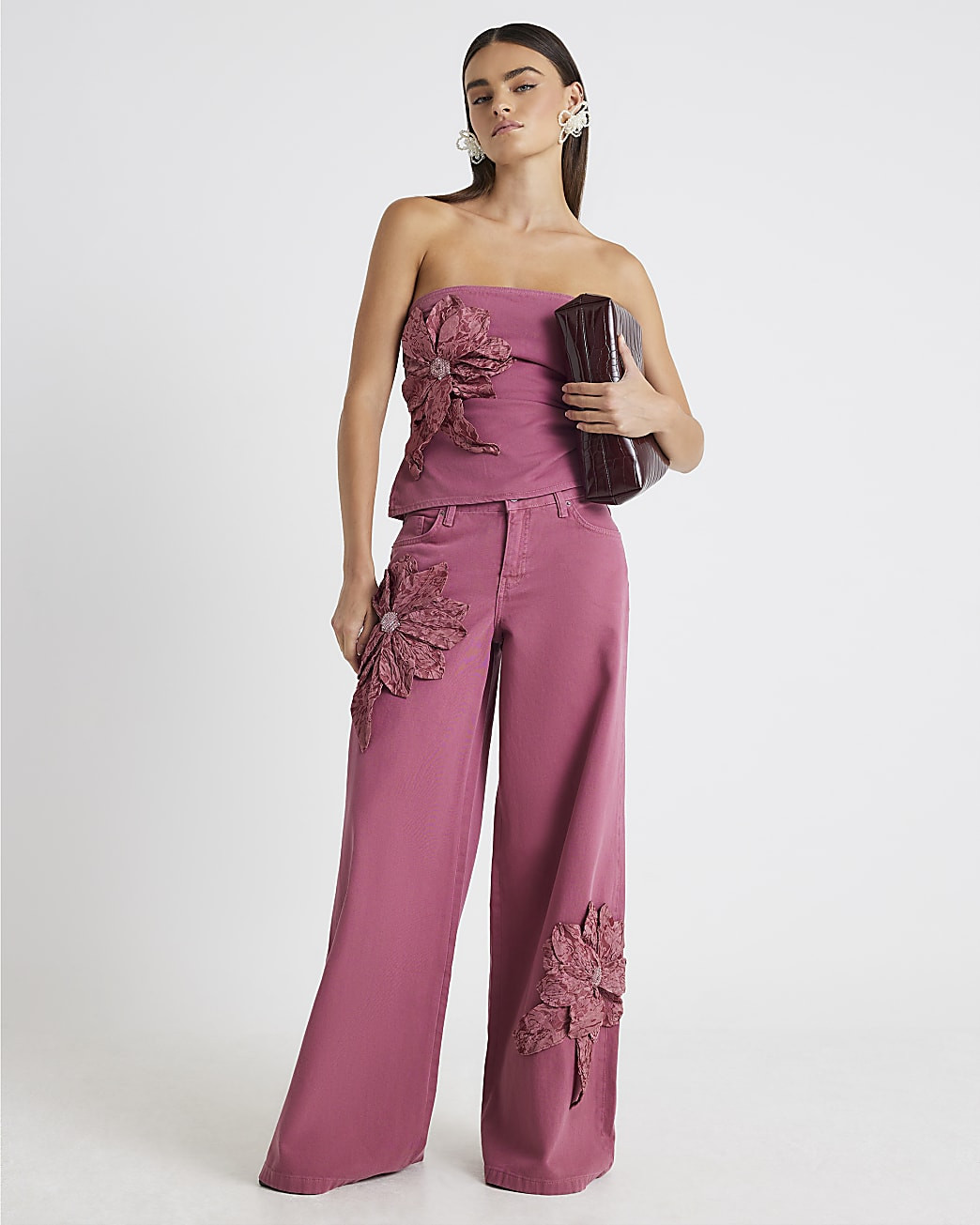 Pink Low Rise Baggy Wide Leg Jeans | River Island UK & IE