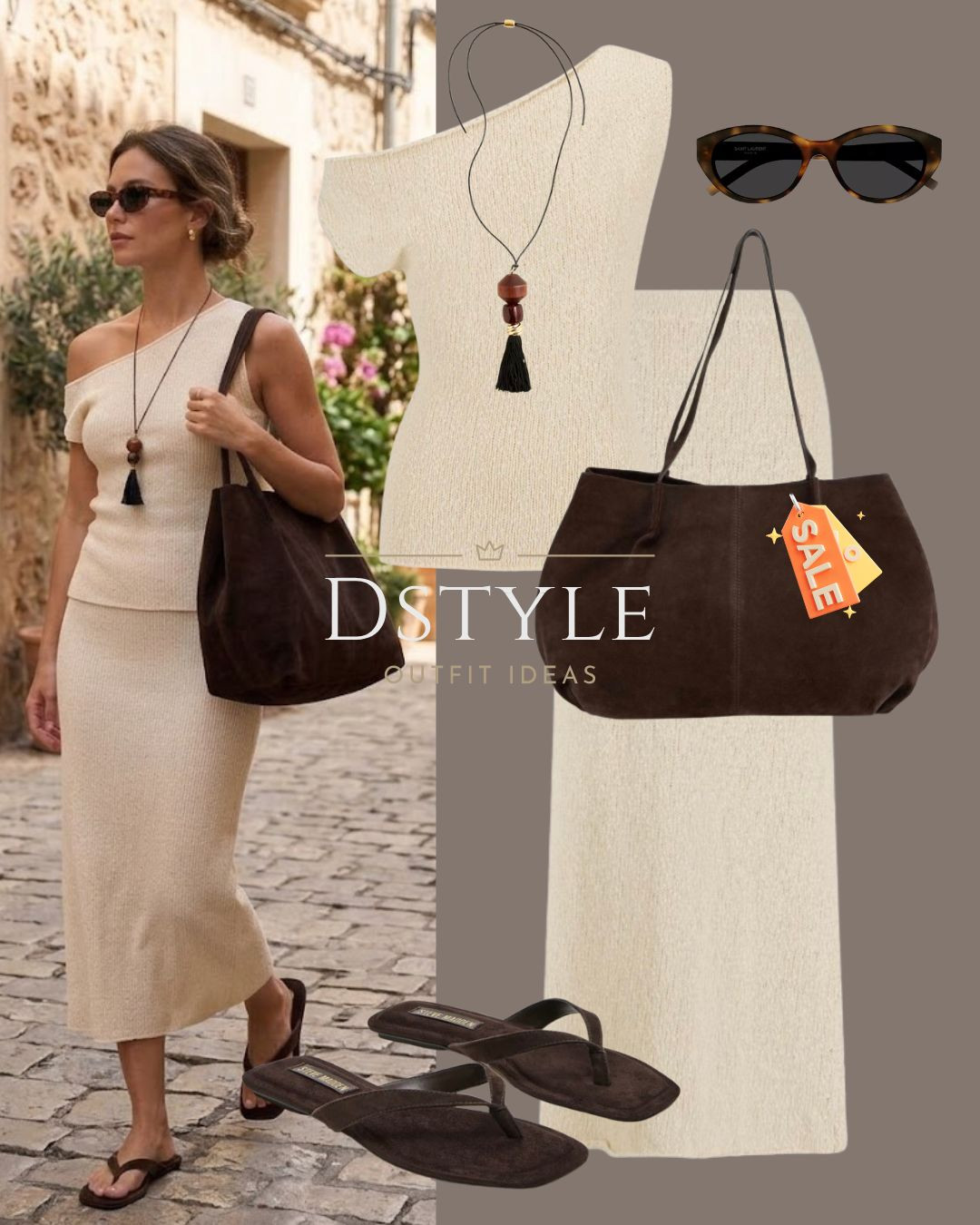 This off-the-shoulder asymmetric knit top and matching midi skirt set is an absolute dream. Styled with rich chocolate brown suede flip-flop sandals, a slouchy suede tote bag, and tortoiseshell sunglasses for the perfect vacation aesthetic.

#MatchingSet #SuedeBag #VacationOOTD

#LTKootd #LTKTravel