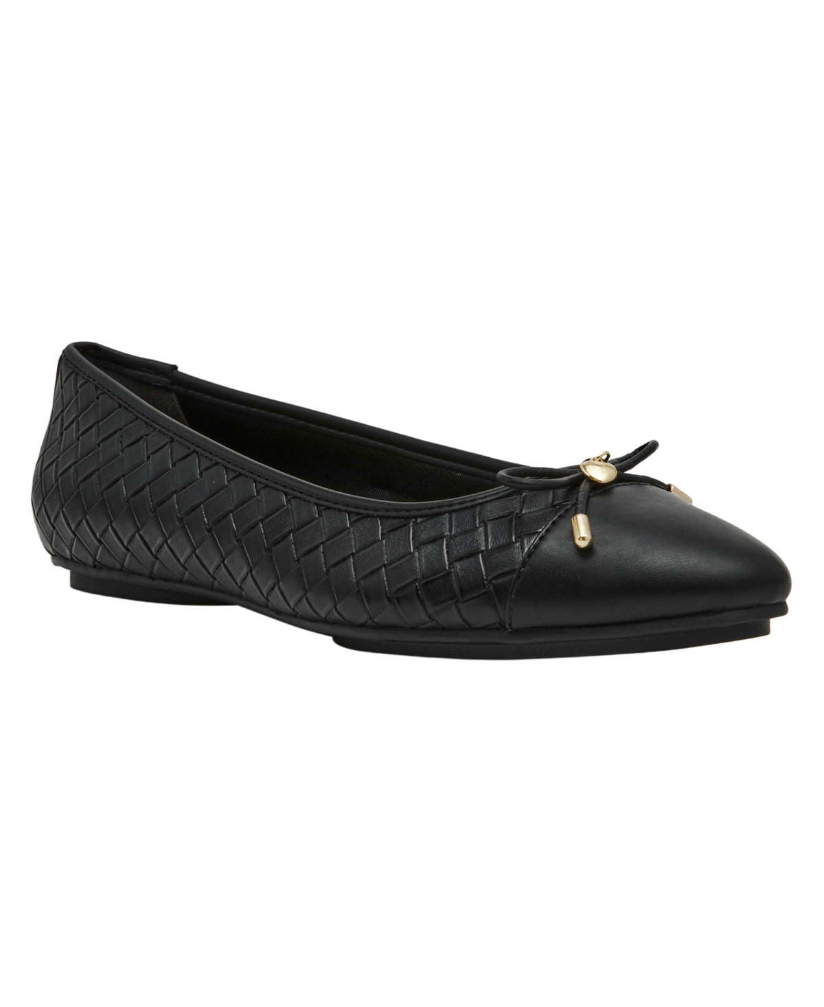 Anne Klein Women's Luci Cap Toe Ballet Flats - Black Woven | Macy's
