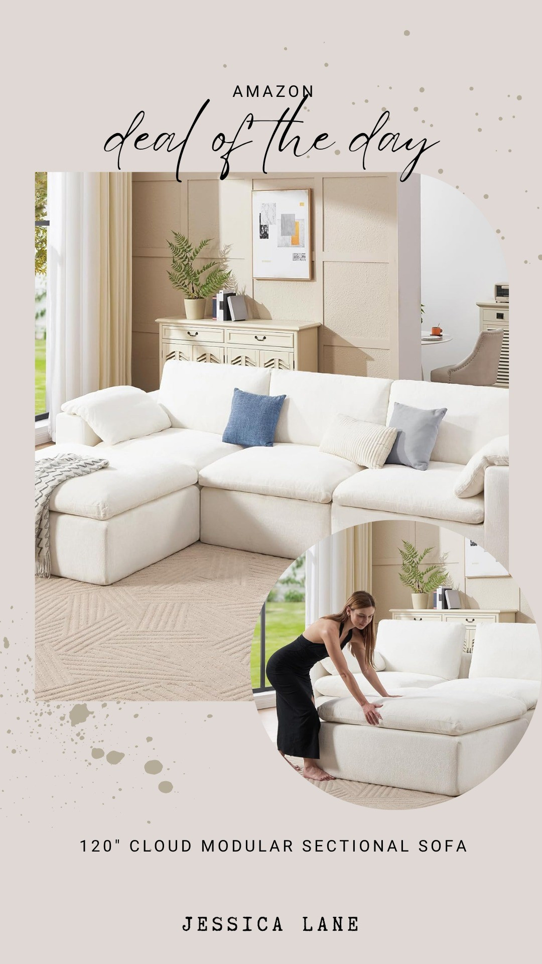 Upgrade your living room with this 120" modular cloud sectional for the ultimate lounging experience. This oversized sofa offers customizable comfort and a modern aesthetic.#amazonfinds #livingroomdecor #sectional #homedeals

#LTKSaleAlert #LTKHome