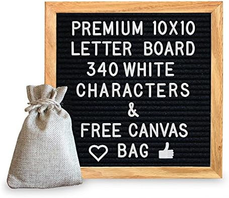 10 x 10 Premium Solid Oak Framed Changeable Letter Board, with Free Canvas Bag, 340 Characters (3... | Amazon (US)
