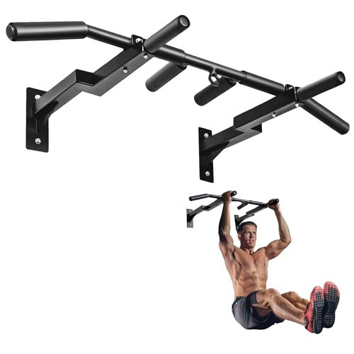 Yes4All Multi-Grip Wall Mount Pull-Up Bar, 16 Inches & 24 Inches Reversible Stud and Wall Compatibility Mounted Pull Up Bar Design, Solid Construction Strength Training | Amazon (US)