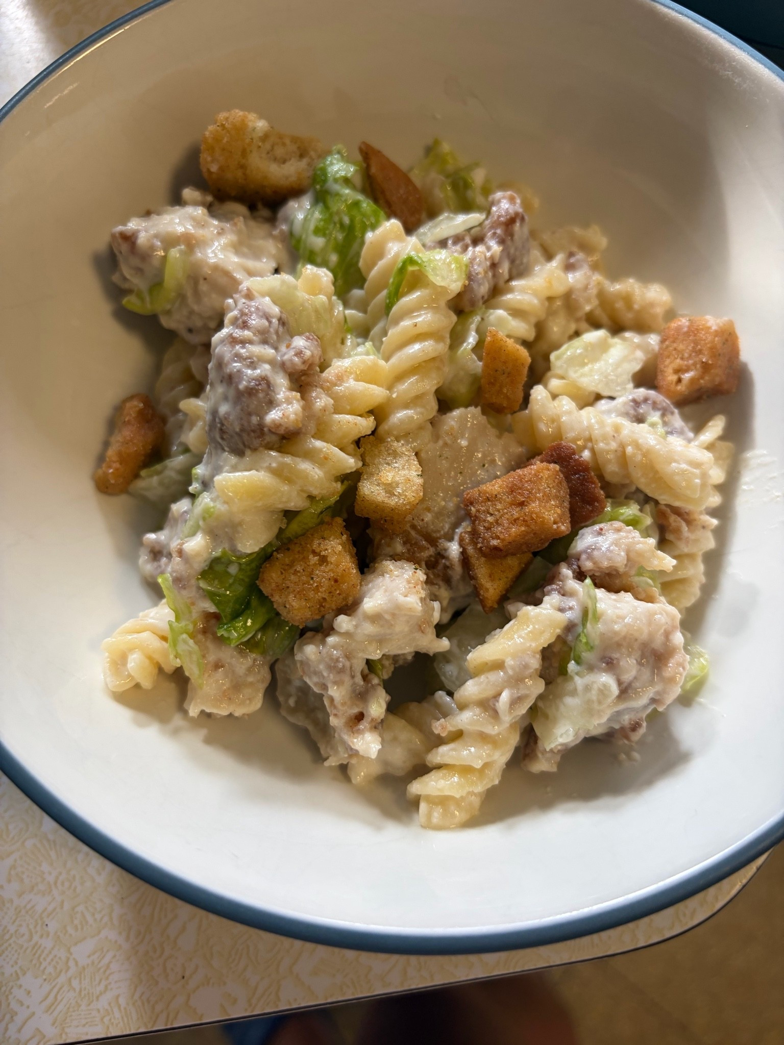 Chicken Caesar salad pasta from @ma.satterfield is a win for dinner. My husband and young kids love it, and it’s so easy to make.  


#recipe #dinner #easyrecipe #familydinner