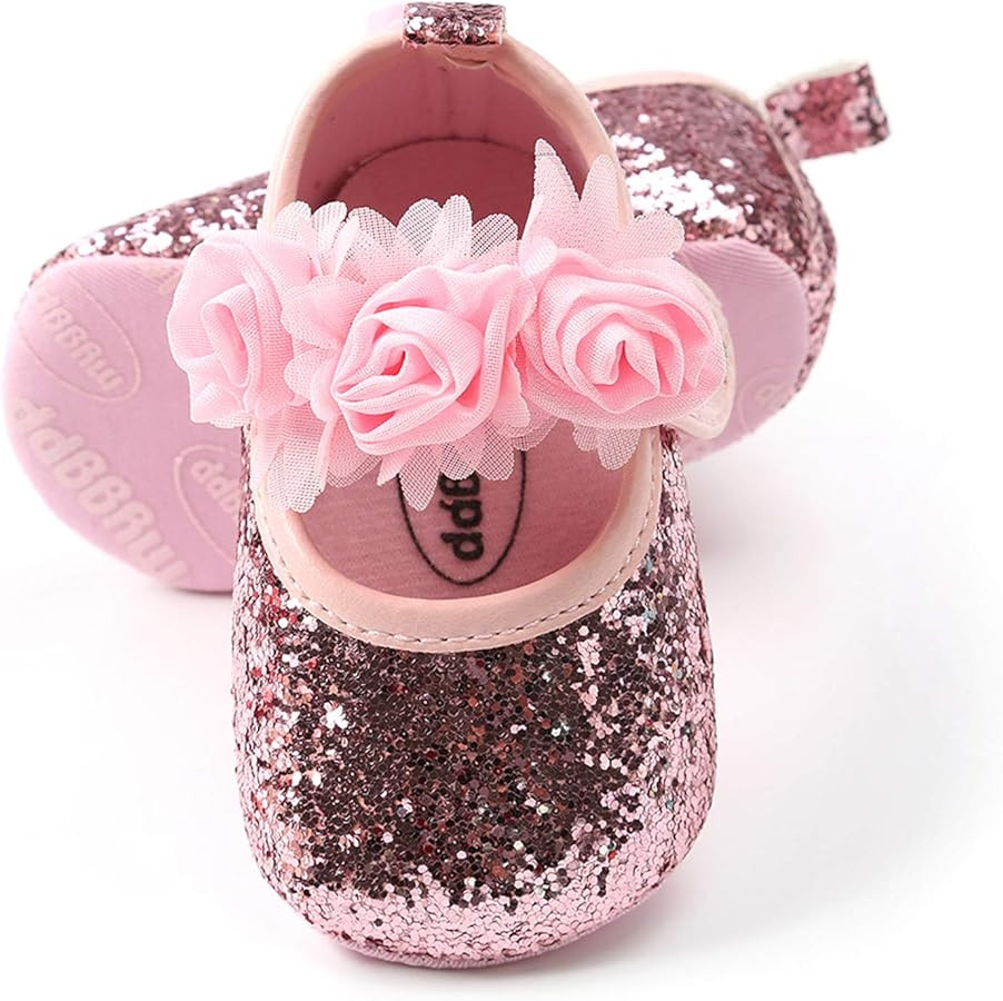 myppgg Baby Girls Mary Jane Flats Sparkly Bowknot Princess Dress Crib Shoes Non-Slip for Toddler ... | Amazon (US)