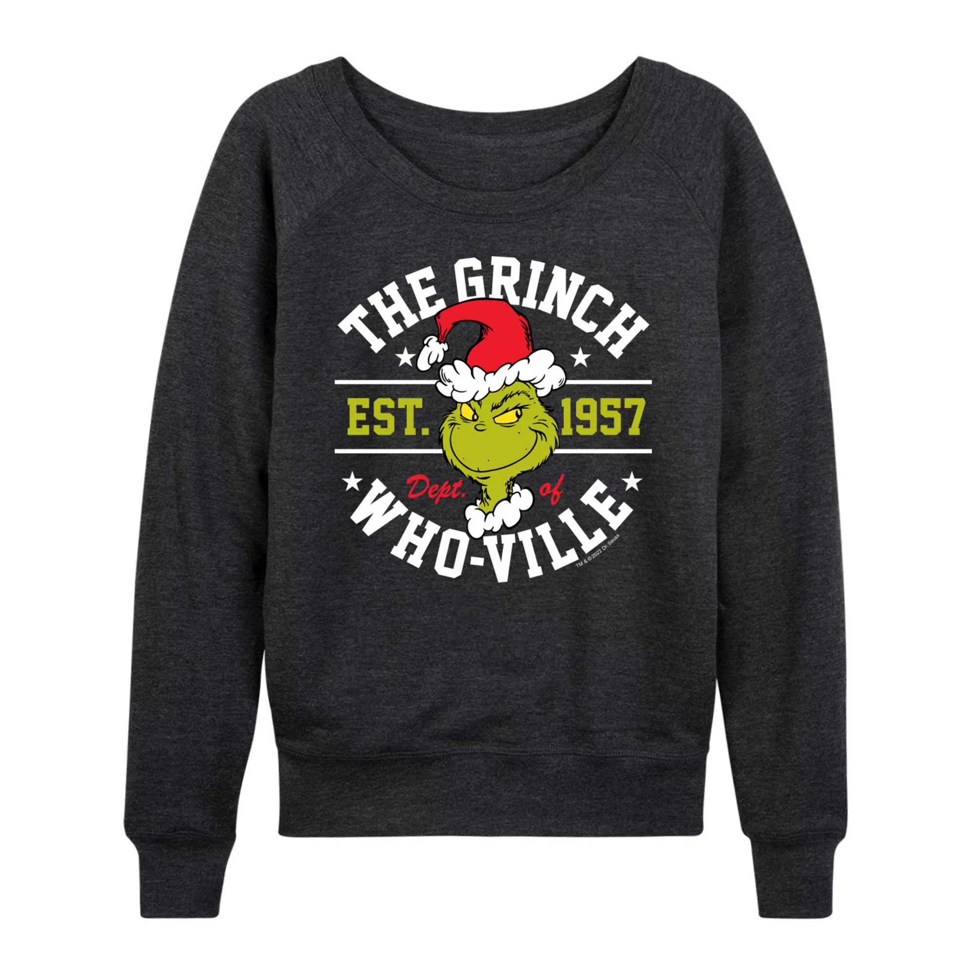 Women's Dr. Seuss The Grinch Dept Of Whoville French Terry Long Sleeve Tee | Kohl's
