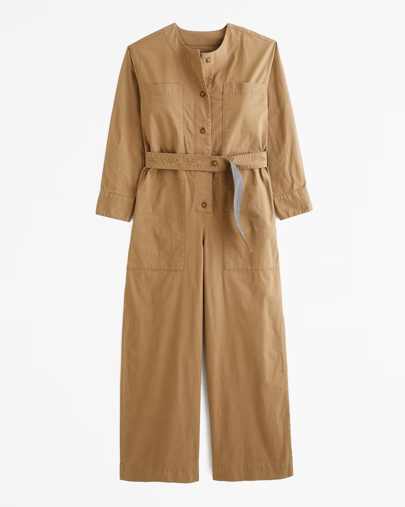 Long-Sleeve Twill Jumpsuit | Abercrombie & Fitch (US)