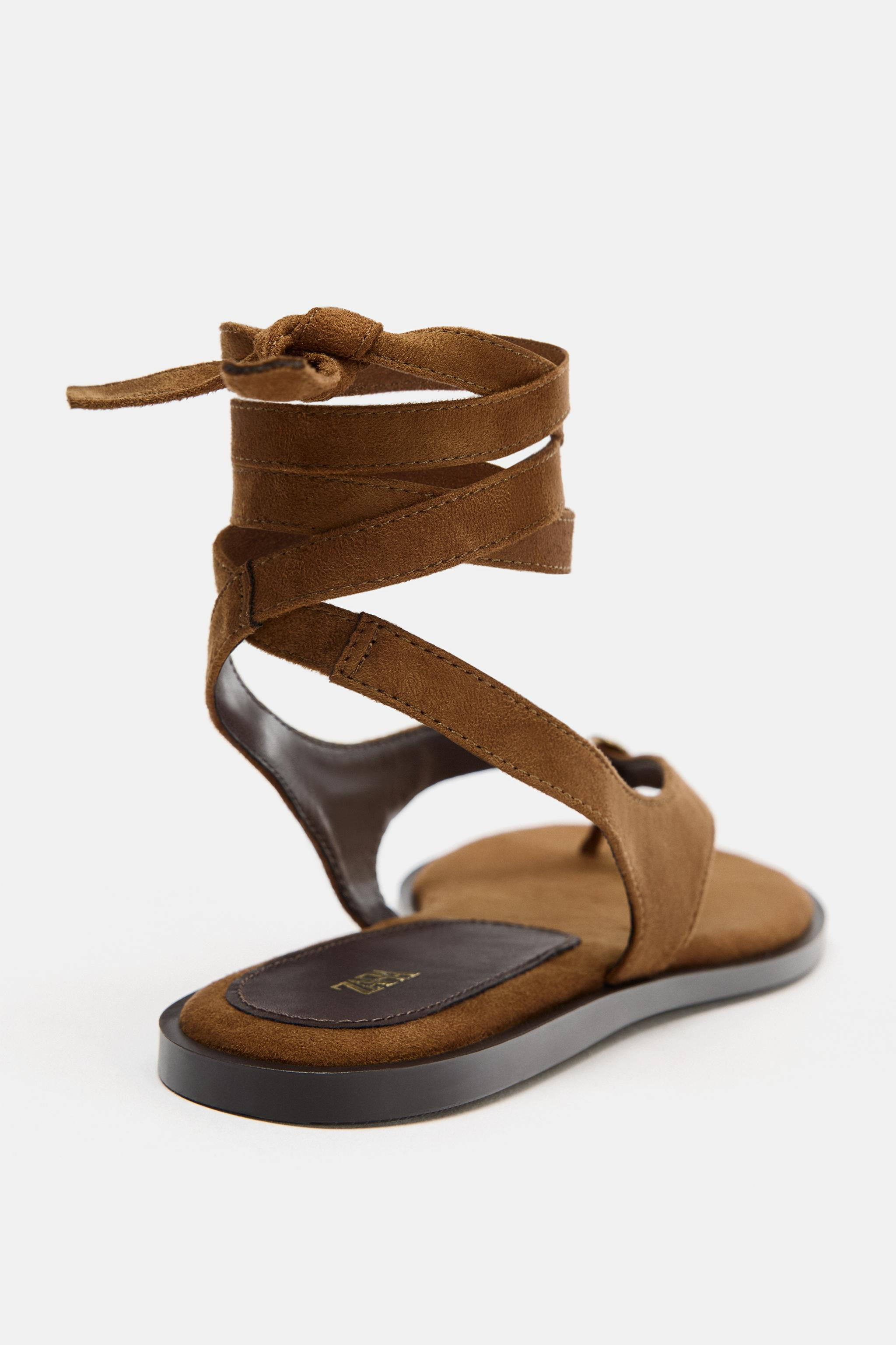 LACE-UP FLAT SANDALS | Zara IT