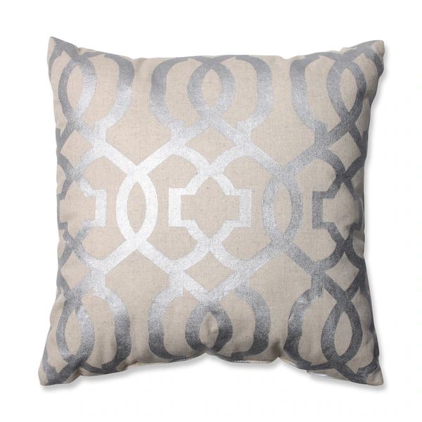 Pillow Perfect Geometric Silver/Linen 16.5-inch Throw Pillow | Bed Bath & Beyond