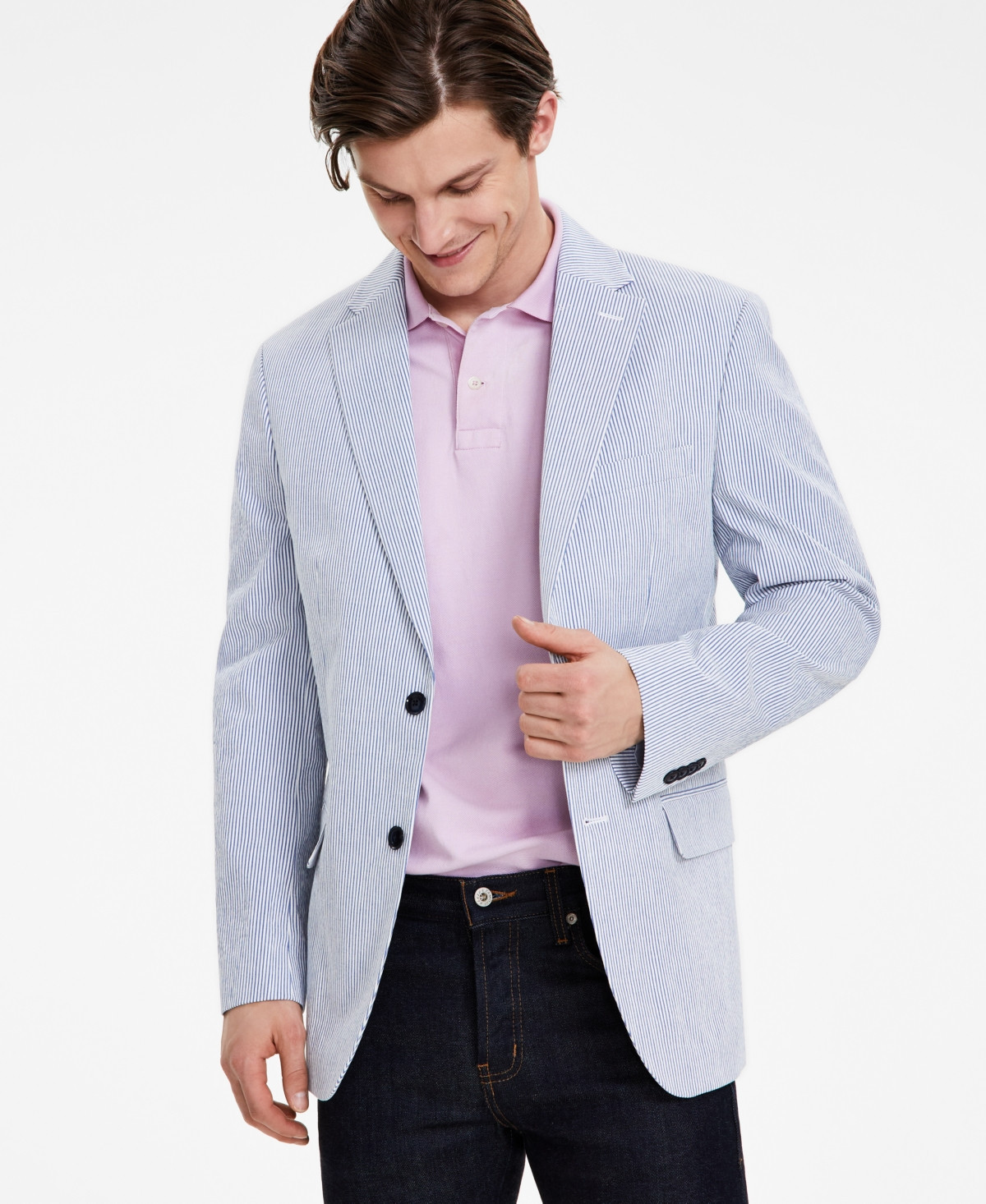 Tommy Hilfiger Men's Modern-Fit Seersucker Sport Coat - Blue/white | Macy's