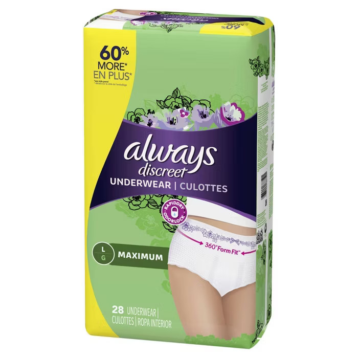 Always Discreet Maximum Absorbency Large Incontinence & Postpartum Underwear | Target