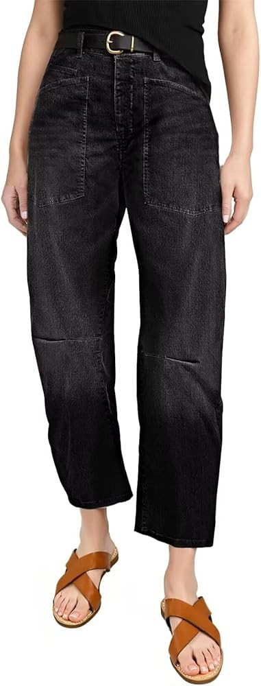 EVALESS Baggy Barrel Jeans for Womens High Waisted Wide Leg Boyfriend Denim Ankle Pants | Amazon (CA)