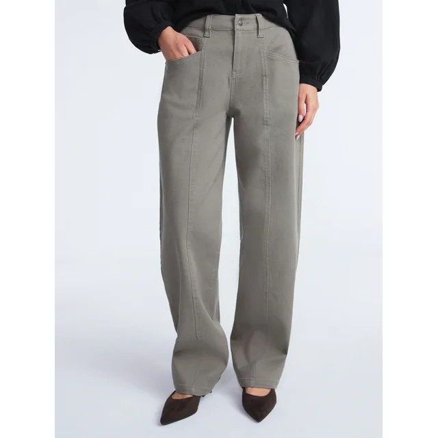 Scoop Women's and Women’s Plus Seamed Barrel Jeans, Sizes 0-26 | Walmart (US)