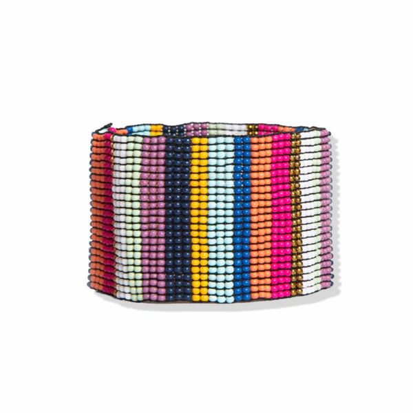 Multi Color Stripe Wide Stretch Bracelet | INK+ALLOY