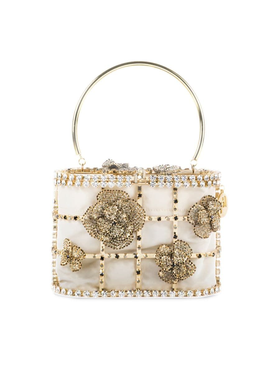 Holli Flower Crystal-Embellished Top Handle Bag | Saks Fifth Avenue