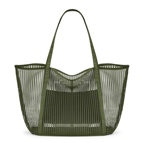 KALIDI Upgrade Version Beach Mesh Tote Bag MAX 27L Large capacity,Shoulder Bag Nylon Hobo Women Casual Foldable FOR Beach Picnic Grocery Bag | Amazon (US)
